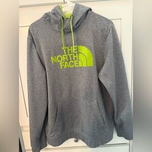 The North Face Gray Hoodie with Neon Green Logo